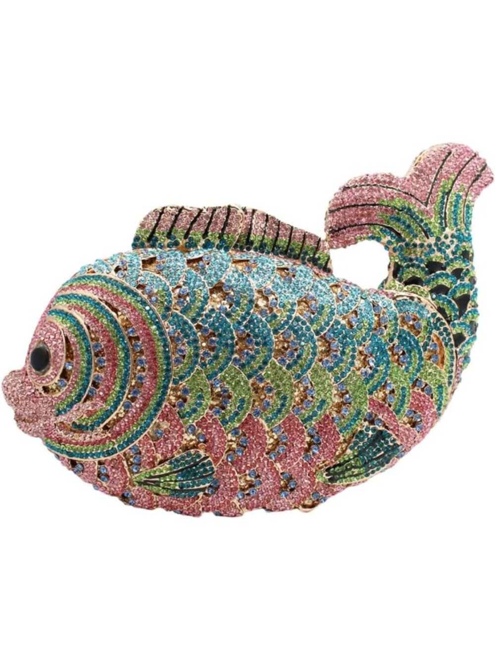 Sparkling Mini Fish Clutch Purse with Rhinestones for Wedding & Party Events